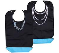 ERINGOGO 2pcs Adjustable Adult Bib for Seniors and Disabled Wear-resistant Eating Aid with Food Catcher Button Lightweight and Comfortable for Elderly Students Bedridden Patients and