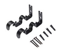 ERINGOGO 2pcs Adjustable Double Curtain Rod Brackets Iron Roman Style Curtain Mounting Holders with Plastic Buckles for Poles Wall Mount Rod Supports