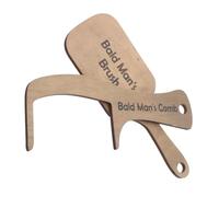 ERINGOGO 2Pcs Bald Man Comb and Hairless Wooden Brush Set, Funny Prank Grooming Tools for Men, Novelty Bald Head Styling Props for Birthday and Halloween