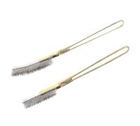 ERINGOGO 2pcs Bird Cage Cleaning Brushes Set with Stainless Steel Wire, Long Handle Straight and Bent Head Wire Brushes for Birdcage and Nest Maintenance