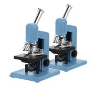 ERINGOGO 2pcs Blue Mini Microscope for Dollhouse Portable Pocket Science Kit with DIY Assembly Handheld Educational Lab Equipment for Compact Design for Doll House Kits and