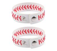 ERINGOGO 2pcs Braided PU Leather Snap Bracelet for Men and Women Baseball Sports Woven Wristband with Red Thread Accent Stylish and Comfortable Fashion Accessory for Daily Wear