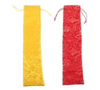 ERINGOGO 2pcs Brocade Silk Drawstring Fan Bag for Calligraphy Scrolls and Artwork Storage with Large Capacity and Sturdy Material, Elegant Folding Hand Fan Pouch for Wedding or Art