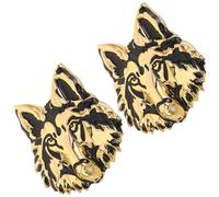 ERINGOGO 2pcs Car Metal Wolf Head Stickers 3d Gold Animal Emblem Badge Auto Hood Adhesive Decals for Cars and Trucks
