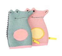 ERINGOGO 2Pcs Cartoon Animal Shape Bath Gloves Supple Viscose Rayon Exfoliating Bath Glove for All Ages Anti-skid Water-absorbing Reusable Bathroom Scrubbing Mitts Pink Green
