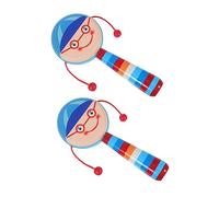 ERINGOGO 2pcs Cartoon Design Wooden Baby Handheld Musical for Infants Blue Baby Sensory Development Educational Handshake for Newborns