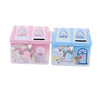 ERINGOGO 2Pcs Cartoon Unicorn Saving Pot with Lock Sturdy Iron Piggy Bank for Lightweight and Portable Money Box for Secure Savings and Habit Building
