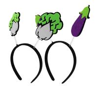 ERINGOGO 2pcs Cartoon Vegetable Headbands for Comfortable Smooth Surface Hair Hoop with Purple Eggplant Green Cabbage Versatile Party Photo Props and Festival Costume Accessories
