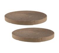 ERINGOGO 2pcs Cat Scratch Pads Refill round Corrugated Cardboard Reusable Easy Replacement Pet Scratcher Insert for Indoor Play