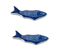 ERINGOGO 2Pcs Ceramic Chopstick Rest Fish Shape Creative Tableware Holder Porcelain Stand for Kitchen Cutlery Home Restaurant Utensil Organizer