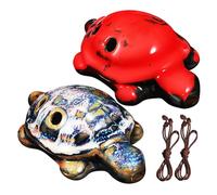 ERINGOGO 2pcs Ceramic Turtle Ocarina Wind Instrument Musical Flute for Beginners and Experienced Players with Eye Catching Blue and Red Glaze Design