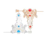 ERINGOGO 2Pcs Chinese Hair Sticks Set, Vintage Hanfu Hairpin Accessories with Silver and Gold Crane Design, Traditional Asian Hair Chopsticks for Cultural Events, Weddings, and Festivals