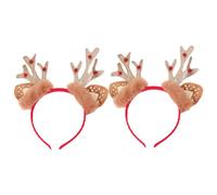 ERINGOGO 2pcs Christmas Antler Hat Christmas Headband Women Elf Deer Decoration Have for Big Fawn Xmas Antlers Horn The Headwear Headband Has Golden Plastic