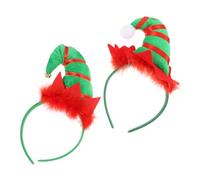 ERINGOGO 2pcs Christmas Hat Shaped Hairbands Festive Xmas Headbands with Jingle Bells Design for Party Costume Celebration Accessories