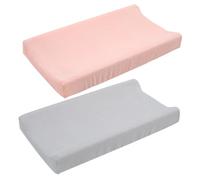 ERINGOGO 2pcs Cotton Changing Pad Covers Breathable Washable Diaper Changing Table Covers with Elastic Fit for Bassinet and Nursing Pads in Light Orange Pink and Light Gray