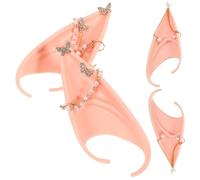 ERINGOGO 2pcs Delicate Cosplay Fairy Ears with Pearl Chain and Butterfly Charms Lightweight Simulation Ears for Party Dress Up Accessories