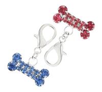 ERINGOGO 2Pcs Dog Bone Rhinestone Collar Pendants for Pets, Pink and Blue Crystal Studded Hanging Charms for Dog Cat Collars, Decorative Pet Jewelry Accessories