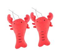 ERINGOGO 2Pcs Durable Plush Dog with Squeakers Soft Chew for Puppies and Dogs Interactive Pet Play for Teeth Cleaning and Exercise Red Crawfish Design