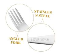 ERINGOGO 2pcs Ergonomic Angled Eating Forks Stainless Steel Curved Feeding Utensils for Disabled Elderly Patients Lightweight Tableware Aid for Left Hand and Right Hand Use