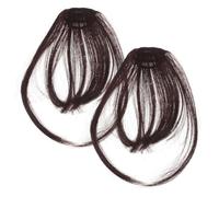 ERINGOGO 2pcs Fake Bangs Hairpiece for Women Natural Thin Invisible Fringe Extensions with Sideburns Deep Brown Hair Fringe Seamless Blend and Realistic Styling