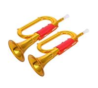 ERINGOGO 2pcs Golden Plastic Trumpet for Lightweight Musical Instruments Party Blow Horns for Stage Performances Soccer Games and Cheerleading Noise Makers