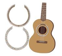 ERINGOGO 2pcs Guitar Sound Hole Rosettes Stickers Acoustic Guitar Decals Plastic Inlay Stickers Clover and Lattice Patterns for Decoration