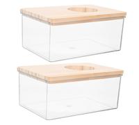ERINGOGO 2pcs Hamster Bathtub Cage Sand Bath Box Sturdy Acrylic Small Animal Bathroom 15.5x10x7cm Daily Bathing Supply for Hamsters Chinchillas and Dwarf Mice