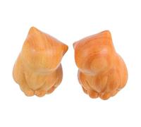 ERINGOGO 2pcs Hand Carved Wooden Cat Figurines Small Miniature Cartoon Kitten Statues Compact Desk Decor for Bedroom Office Lightweight and Low Maintenance Wood Cat Ornaments