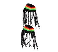 ERINGOGO 2pcs Handmade Crochet Pet Hat with Braids for Cats and Small Dogs Breathable Knitted Halloween Costume Accessory Creative Braided Design for Party Photo Props