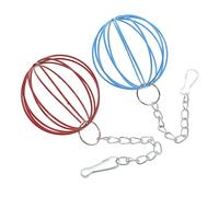 ERINGOGO 2pcs Iron Rabbit Feeder Balls with Hanging Chain Red Blue for Small Pets Hay Feeding and Play Exercise for Bunnies Hamsters Guinea Pigs Chinchillas