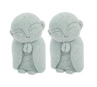 ERINGOGO 2pcs Japanese Sandstone Jizo Statue Praying Buddha Figurines Feng Shui Monk Ornaments for Home Garden Aquarium Decoration with Symbolic Blessings and Zen Design
