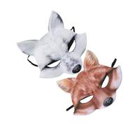 ERINGOGO 2pcs Lightweight EVA Fox Half Face Mask with Realistic Details for Women Fit Animal Cosplay Accessory for Halloween Masquerade Carnival Party Reusable and Easy to Clean Brown and