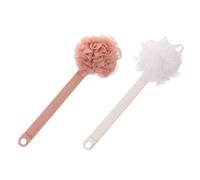 ERINGOGO 2pcs Long Handle Bath Brush Soft Bristle Scrubbing Brush for Deep Cleansing Exfoliating Hard to Reach Areas Bathing Accessories Pink White