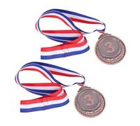 ERINGOGO 2pcs Metal Bronze Award Medals with Neck Ribbon Wheat Winner Medals for Sports Games Competition Third Prize Achievement Recognition for Students