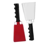 ERINGOGO 2pcs Metal Cowbell Noise Maker with Ergonomic Handle Portable Cheering Bell for Sporting Events Football Games Parties Lightweight Loud Sound Red White