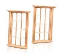 ERINGOGO 2pcs Mini Dollhouse Window Frame Model Scale Twelve Lattice Design Realistic Props for Doll House Decoration and Photography Accessories