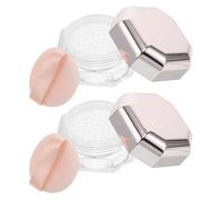 ERINGOGO 2pcs Mini Empty Loose Powder Containers with Puff Portable Refillable Compact Makeup Holder Plastic Cosmetic Jars for Travel Touchups and DIY Powder Storage