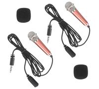 ERINGOGO 2pcs Mini Microphones Portable Singing Mic for Phone and Laptop with Gold Case, Compact Voice Recording Smartphone Microphone Set for Karaoke and Mobile Use