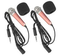 ERINGOGO 2pcs Mini Portable Phone Microphones Lightweight Vocal Instrument Mics for Smartphones Tablets Computers Easy Plug and Play Recording Karaoke