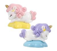 ERINGOGO 2pcs Mini Unicorn Figurines Resin Animal Ornaments Cute Cartoon Desktop Tabletop Decor for Patio Balcony Cake Decoration