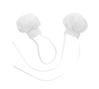 ERINGOGO 2pcs Mini White Chef Hats for Stuffed Animals Lightweight Tiny Cook Caps with Elastic Band and Ribbon Decorative Doll Hats for Kitchen Role Play and Festive Dress Up