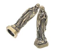 ERINGOGO 2pcs Miniature Brass Mary Statue Vintage European Religious Decor Desktop Metal Sculpture for Home Office Altar Symbol of Faith Artistic Craftsmanship