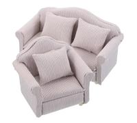 ERINGOGO 2pcs Miniature Dollhouse Sofa Vintage Fabric Armchair and Loveseat for Doll Accessories Mini Decoration Model