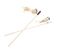 ERINGOGO 2pcs Mouse Shape Cat Teaser Wand Interactive Play Stick for Indoor Cats Stimulates Hunting Instinct Encourages Exercise and Fun Funny for Active Pets Random Color