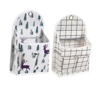 ERINGOGO 2pcs Multipurpose Cotton Linen Hanging Storage Bag with Multi-Pocket Design for Wall and Door Back Breathable Washable Organizer for Home Dormitory Office Bedside and Sofa Storage