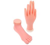 ERINGOGO 2pcs Nail Art Training Model Realistic Fake Left Hand and Foot Manicure Practice Tools for Nail Art Beginners and Salon Use Flexible Mannequin for Acrylics Random Color