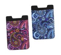 ERINGOGO 2pcs Non Slip Phone Card Holder Double Pouch for Ids Credit Cards Money Compatible with Cellphones Smooth Surface with Blue and Red Totem Patterns