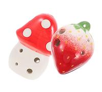 ERINGOGO 2Pcs Ocarina Ceramic Mushroom Strawberry Design for Beginners Musical Instruments for Develops Music Cognition and Creativity