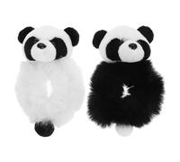 ERINGOGO 2pcs Panda Hair Ties Plush Scrunchies for Women Cute Furry Hair Accessories Adorable Christmas Birthdays