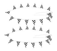 ERINGOGO 2pcs Party Decoration Banner Checkered Decor Flags Pennant Flag Shower Banners Garland Polyester Cloth Black